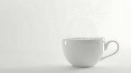 Fototapeta premium A white coffee cup with steam rising from it