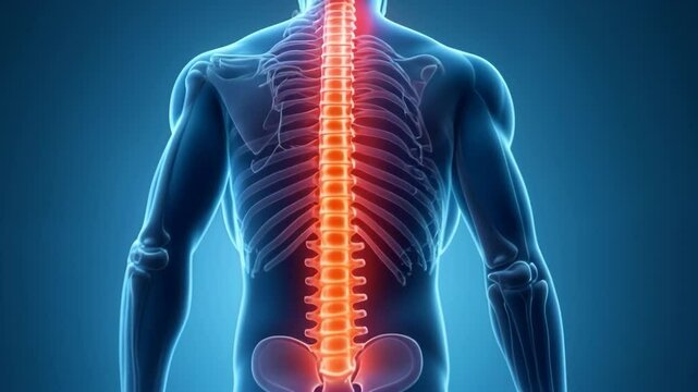 Detailed view of human spine anatomy showcasing vertebrae and spinal cord structure