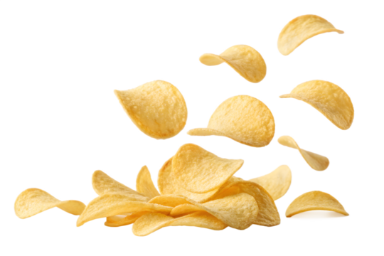 potato chips isolated on white background