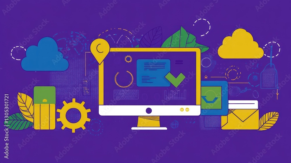 Poster modern digital workflows on computer display