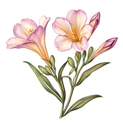 Fototapeta premium Delicate Pink and Cream Floral Arrangement on White Background