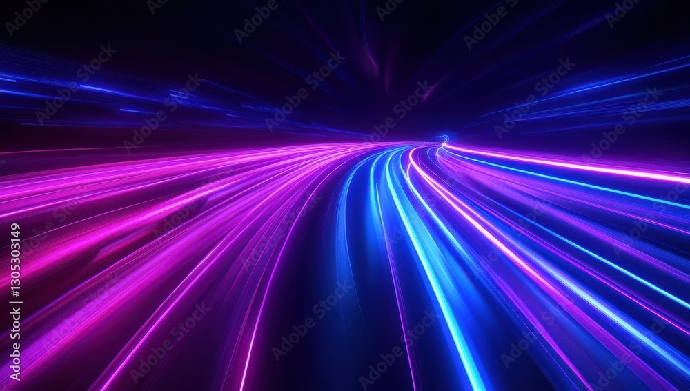 Poster dynamic neon light trails in vibrant colors creating a luminous abstract background for futuristic c