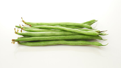 Fresh Green Beans Isolated in White Background With Natural Texture and Vibrant Color