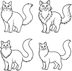 Cat Outline Illustration Set Cute Feline Line Art Collection
