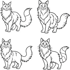 Cat Outline Illustration Set Cute Feline Line Art Collection

