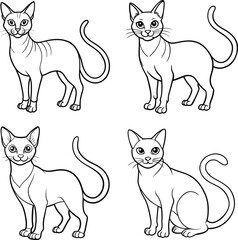 Cat Outline Illustration Set Cute Feline Line Art Collection
