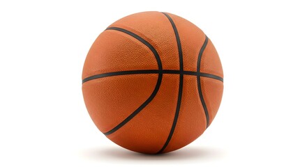 Classic Orange Basketball on White Background – Sports Equipment and Fitness Concept