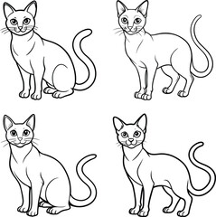 Cat Outline Illustration Set Cute Feline Line Art Collection

