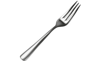 Stainless steel fork top view isolated on white background