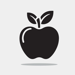 Apple fruit with leaf flat vector symbol for culinary apps and websites.