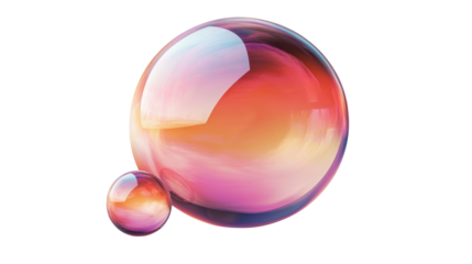 3D iridescent bubble sphere featuring a gradi isolated on white background