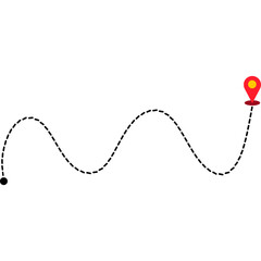 Travel GPS Location. Dotted line with red pin map. Navigation map. dotted line representing the path taken.
