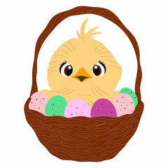 Cute Chick in Easter Basket with Eggs sticker