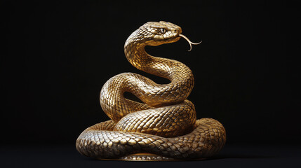 Obraz premium A coiled golden serpent rising from the base of the spine to the top of the head