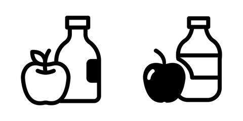 Apple Cider Vector Icon Set – Beverage, Autumn & Harvest Illustrations