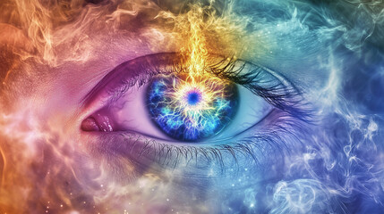 A mystical eye opening in the forehead as kundalini energy reaches the third eye