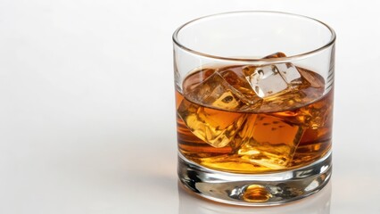 Whiskey Rocks Glass White Background