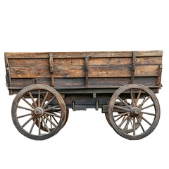 Fototapeta premium Antique Wooden Farm Wagon, Rustic Cart, Old Wheels, Vintage Transport