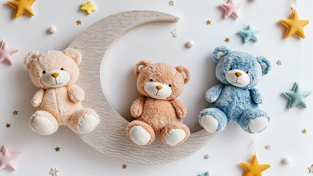 children's concept moon and teddy bear. Selective focus
