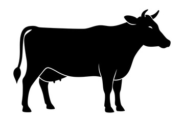 Cow graphic icon. Cow black silhouette isolated on white background. Vector illustration