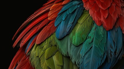 Fototapeta premium Green-winged Macaw feather 