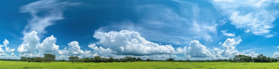 Tranquil nature view with fresh green fields.