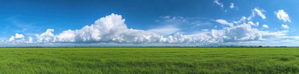 Fototapeta premium Serene green landscape bathed in sunlight.