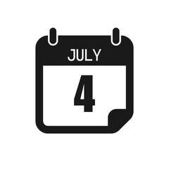 Vector icon page day calendar - 4 July month