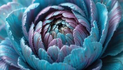 Close up Macro Shot of a Blue Purple Ranunculus Flower Petals Texture