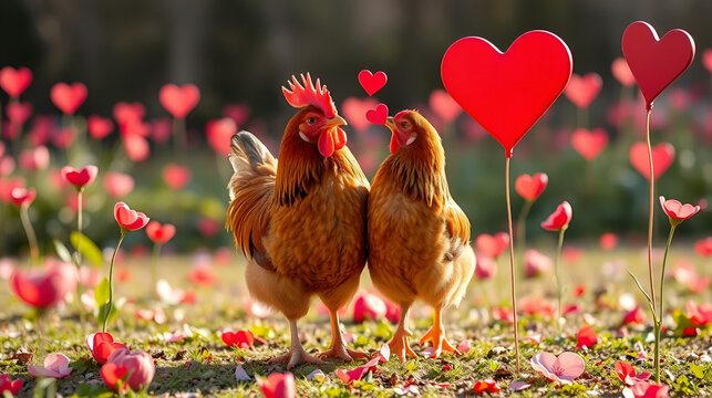 Spring chicken in love - heels, hearts and Valentine