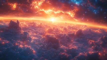 Naklejka premium Fantasy castle surrounded by floating clouds high resolution hd image