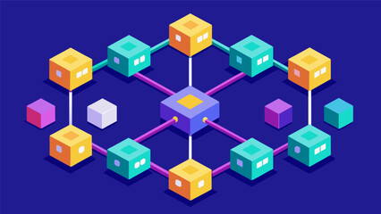 Obraz premium Think of the blockchain data chain as a virtual puzzle with each block representing a unique piece that when put together creates a seamless and imtrable network of data.. Vector illustration