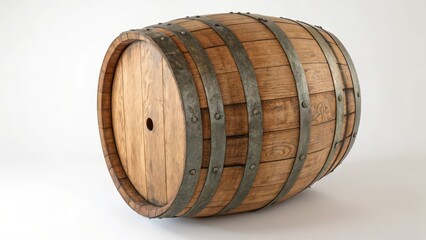 Fototapeta premium Wooden Barrel on White Background