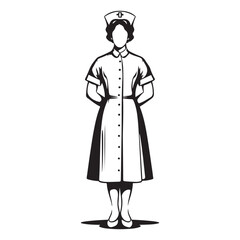 Nurse vector icon Black illustration isolated on white background for graphic and web design