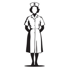 Nurse vector icon Black illustration isolated on white background for graphic and web design