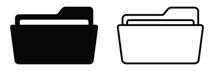 File folders icons set. Data file folders. Set of icon folder computer file. File folder vector icons. Office folder icon with documents.