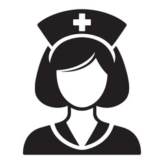 Fototapeta premium Nurse vector icon Black illustration isolated on white background for graphic and web design