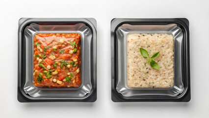 food technology concept, Gourmet meal packaging with vacuum sealed containers for freshness and flavor