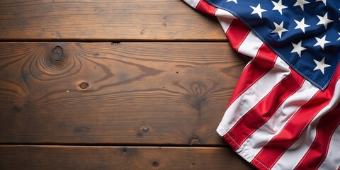 Obraz premium United States Flag On Rustic Wooden Background. American Flag on a Rustic Wood Texture. 