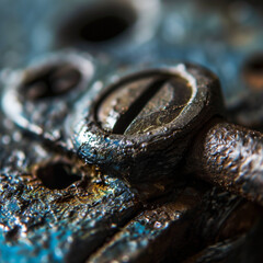 Fototapeta premium Close-up of a Rusted Screw and Metal Surface