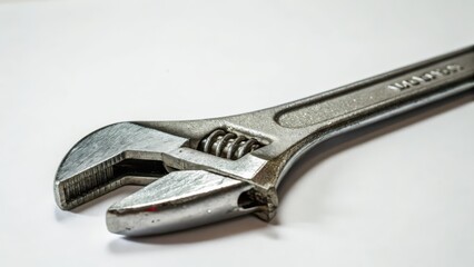 Adjustable Wrench on White Background