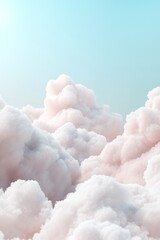 Soft cloud-like forms create a dreamy pastel gradient background. The powder-blue tones blend beautifully, providing an enchanting setting ideal for elegant presentations or designs
