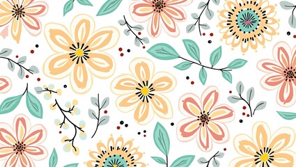 Seamless floral pattern background. Generative Ai.