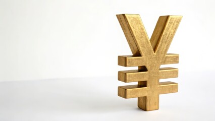 Obraz premium Gold Yen Symbol on White Background
