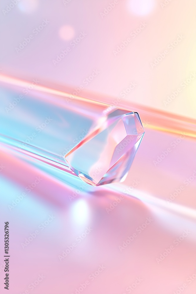 Poster soft pastel gradients create a serene backdrop filled with floating iridescent light trails. ideal f