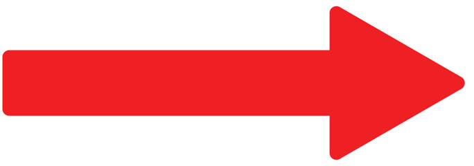 Long arrow. Red large forward or right pointing solid long arrow icon. Red long arrow vector. Long straight arrow sign.