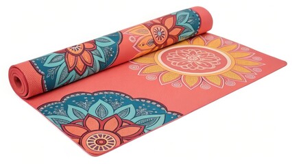Rolled Yoga Mat with Mandala Design