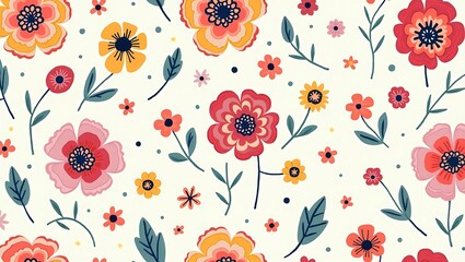 Fototapeta premium Seamless floral pattern background. Generative Ai.