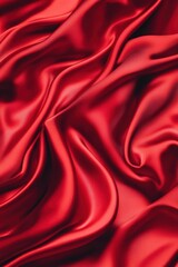 Obraz premium Luxurious Red Silk Fabric with Smooth Flowing Waves and Elegant Texture