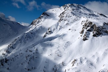 snow covered mountains in winter